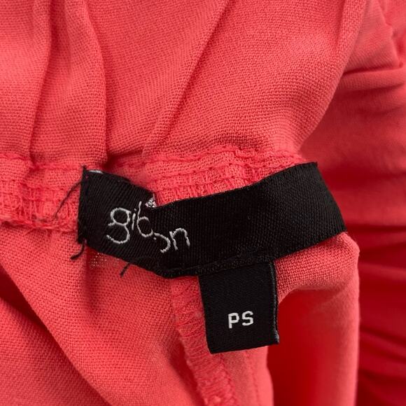 Gibson Coral Pink Ruched High Waist Shorts - Picture 3 of 4